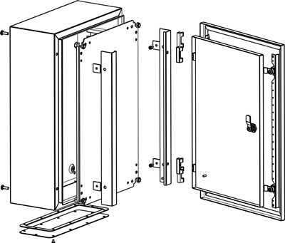 اندرونی دروازے کے ساتھ دھاتی دیواریں۔